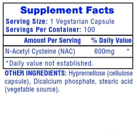 NAC (N-Acetyl Cysteine) 600mg - Hi-Tech Pharmaceuticals (100 caps)