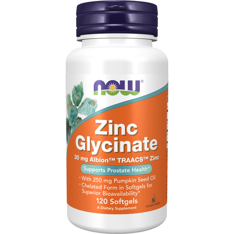 Zinc Glycinate 30mg - Now Foods (120 Softgels)