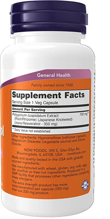 Resveratrol, Extra Strength 350 mg - Now Foods (60 vcaps)