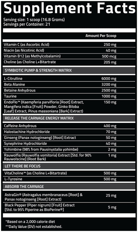 Carnage Pre workout  - Nutrifitt (21 servs)