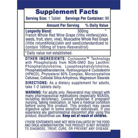 Resveratrol 500mg -Hi-Tech Pharmaceuticals (90 Tabs)